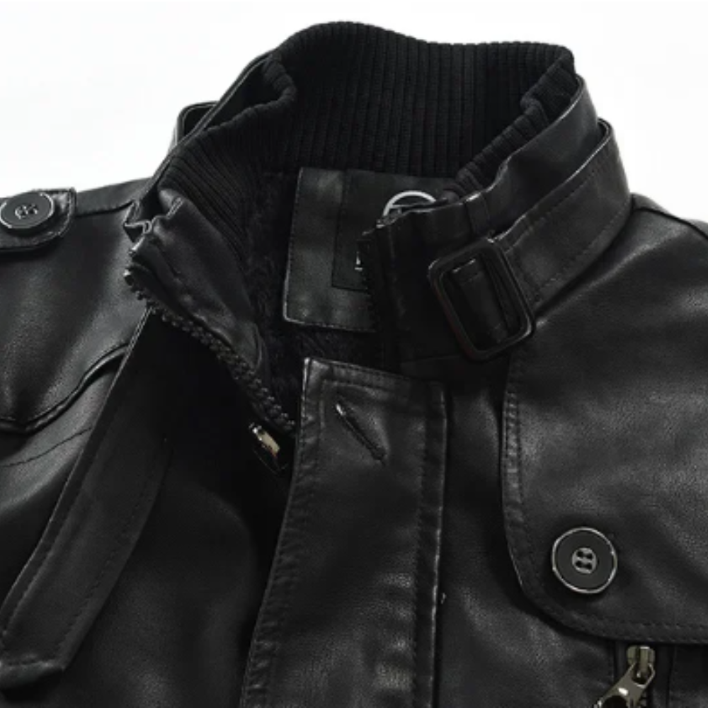 Veste de Biker Longue en Cuir Élégante