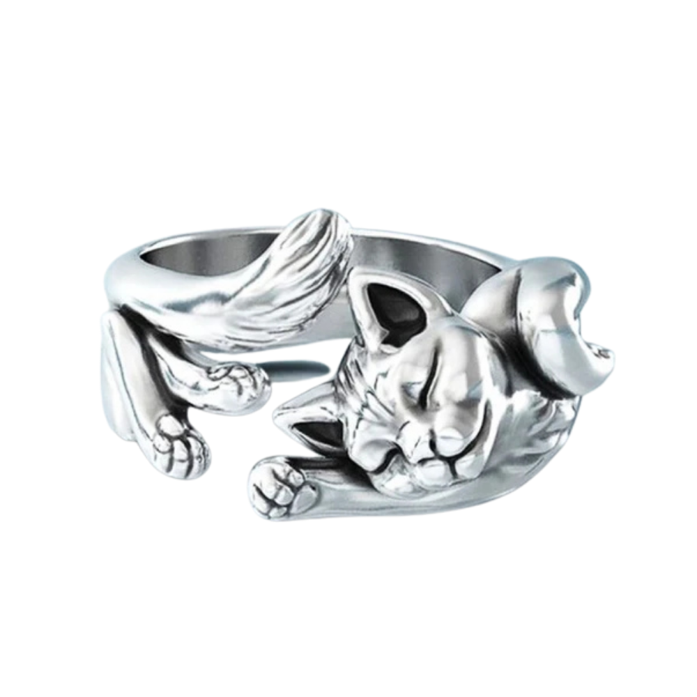 MIRELLE – Bague en argent vintage en forme de chat