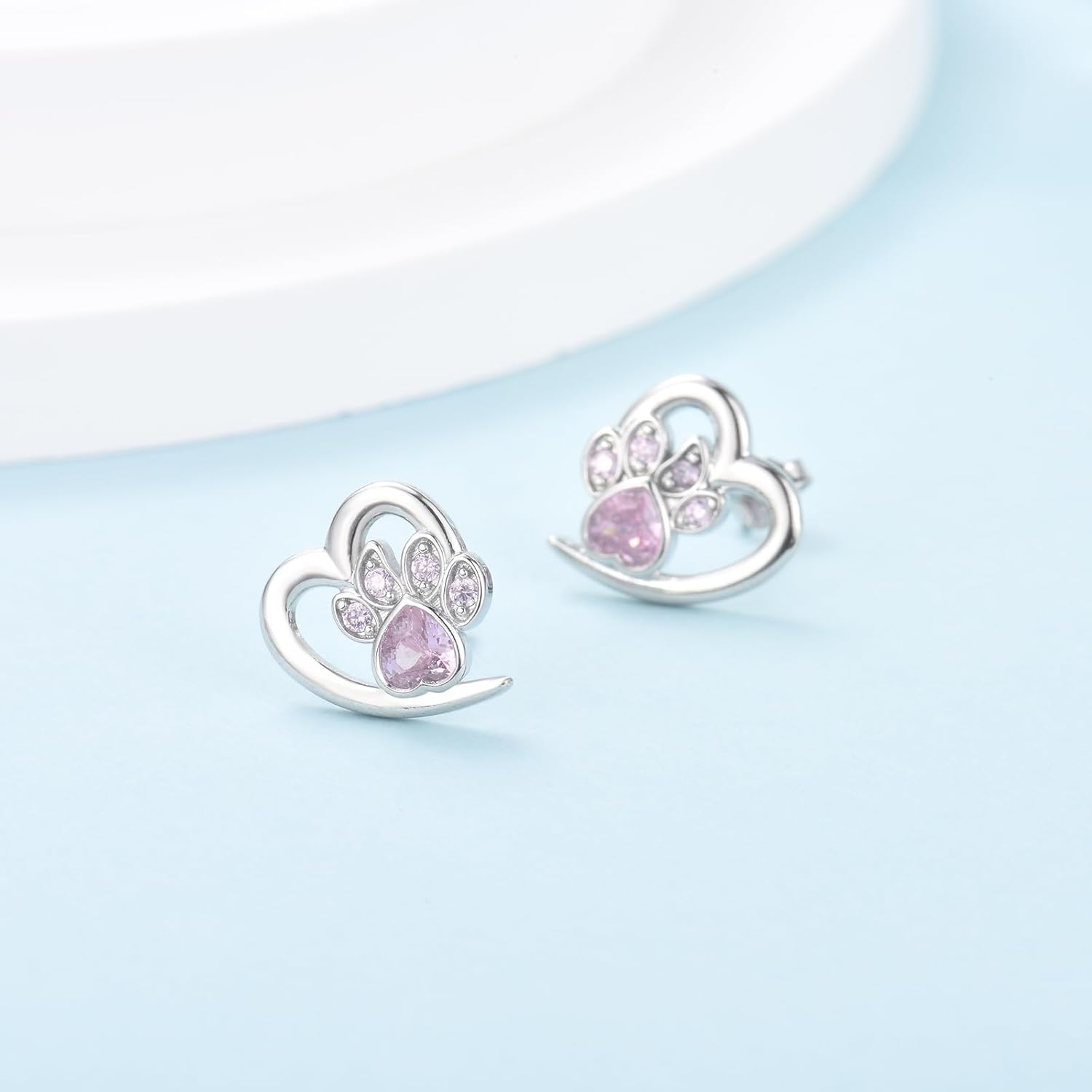 YANI – Boucles d'oreilles en forme de patte de cœur en argent 925