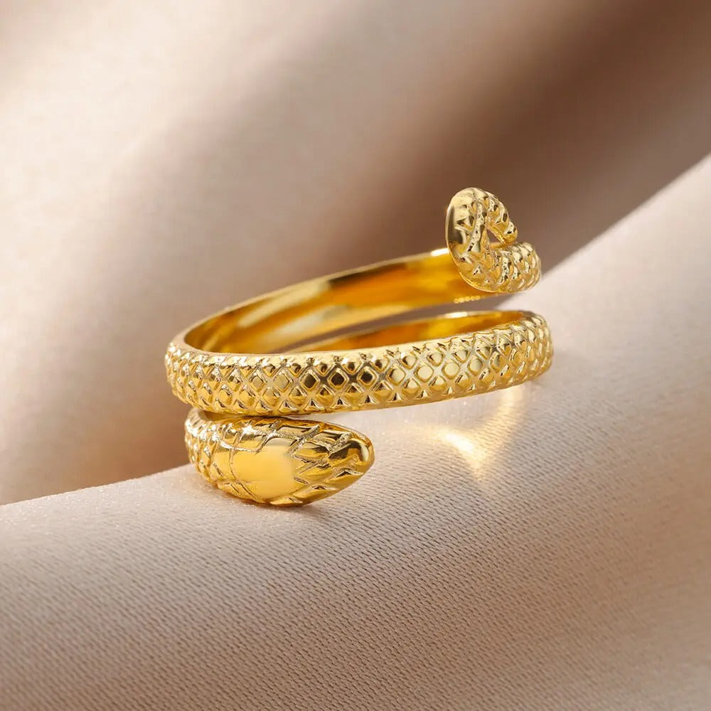 Bague Ajustable Serpent plaquée or 18K