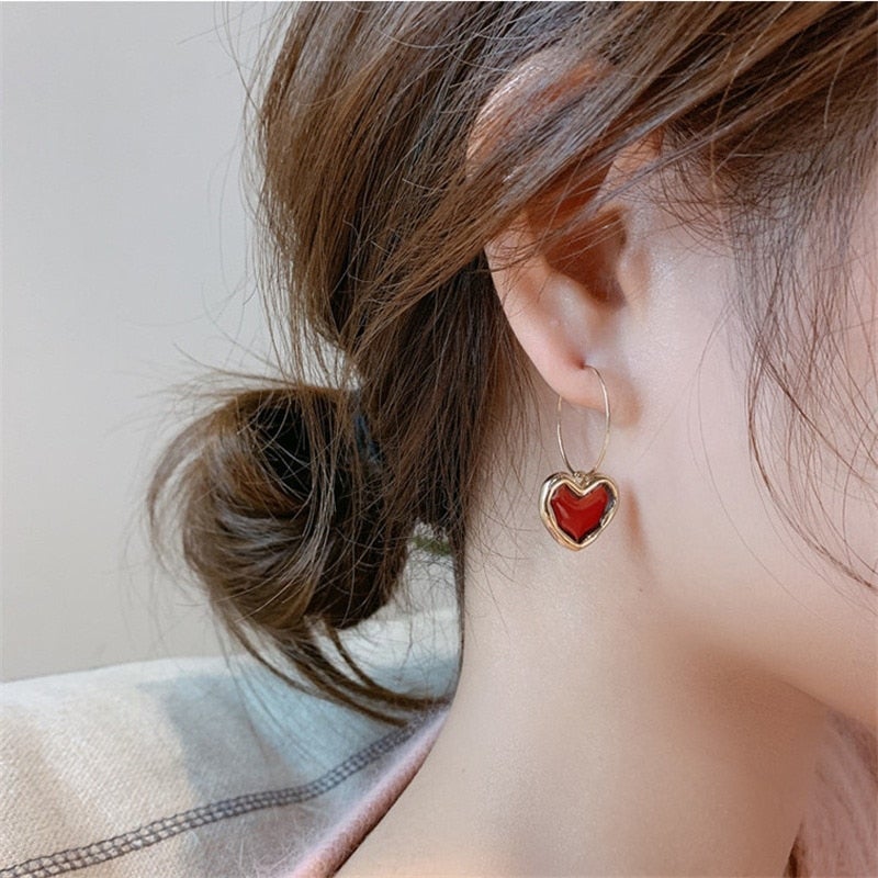 Boucles d'oreilles « cœur rouge »