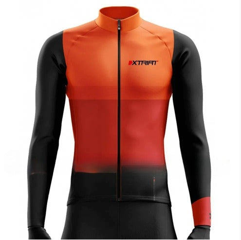 XTRIAT Maillot de Cyclisme Hiver Homme | Polaire, Chaud & Résistant au Froid