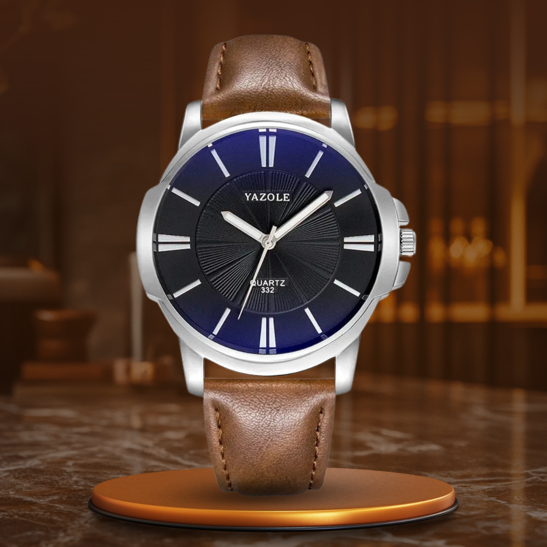 Montre en Cuir en Verre Bleu Luxueux™ - Olsen & Olsen