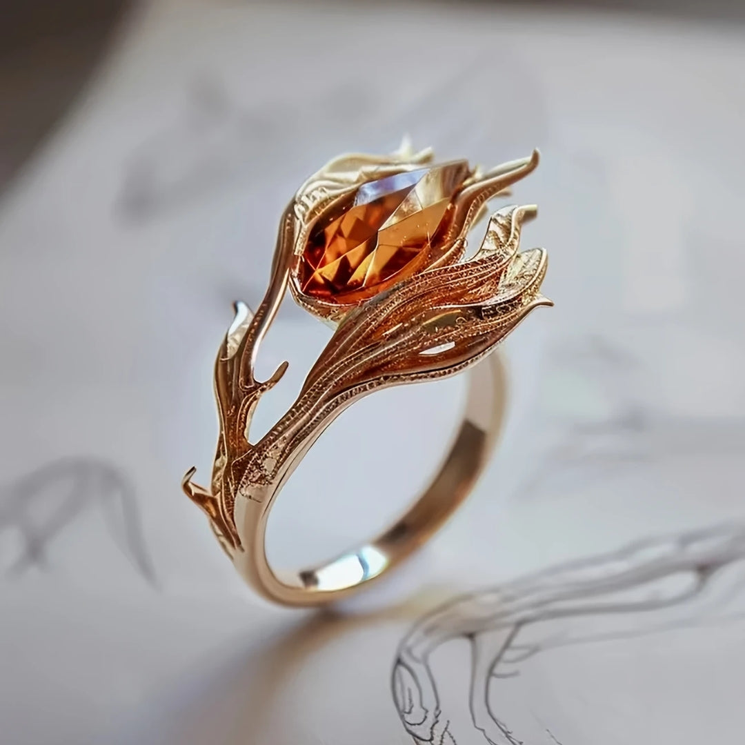 Bague avec cristal orange