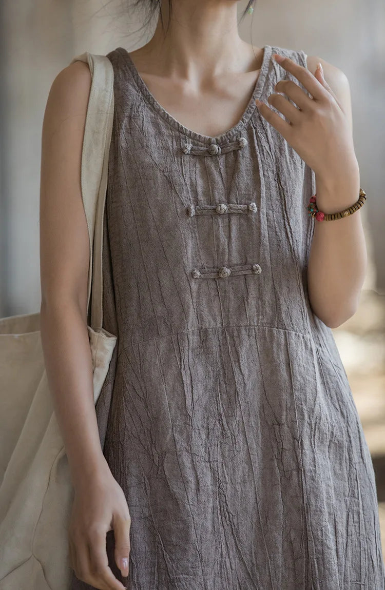 Akito -Robe Traditionelle en Coton-lin avec pantalon