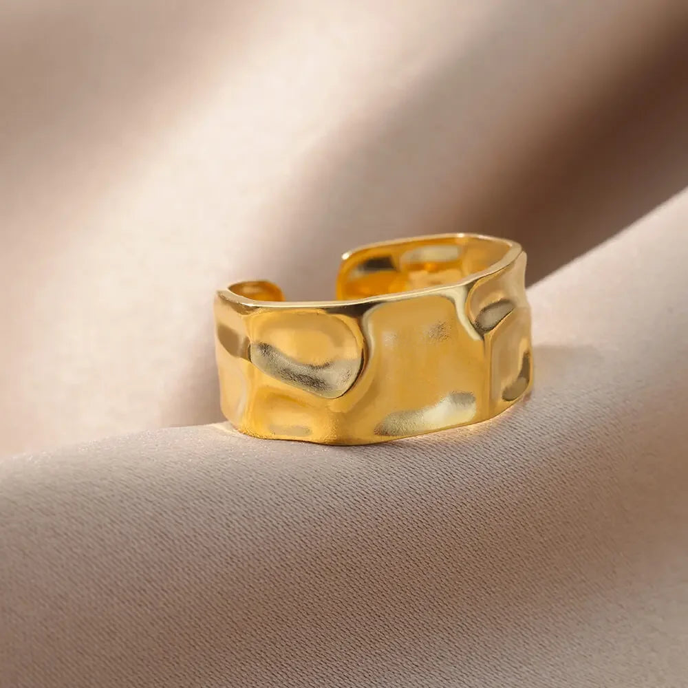 Bague Ajustable Géométrique – Finition Or