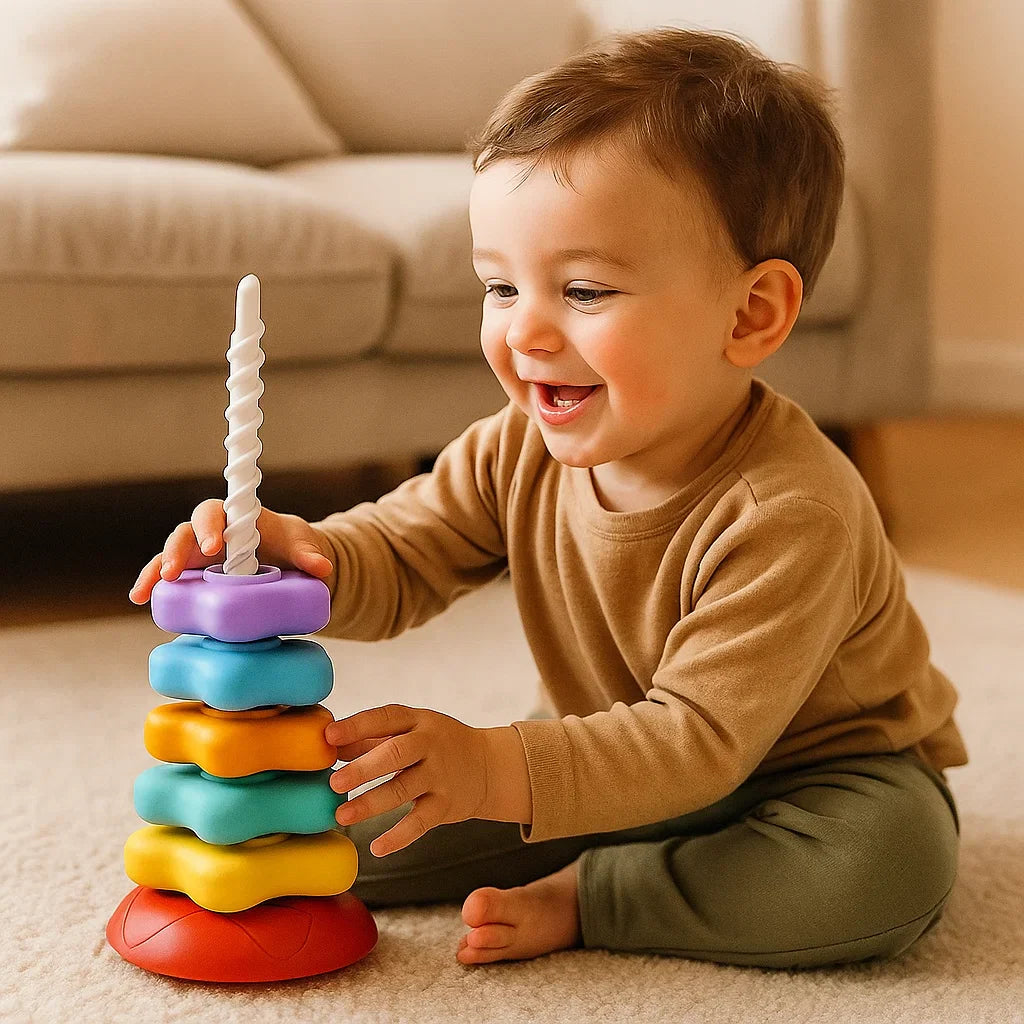 Jouet tour rotative et colorée arc-en-ciel