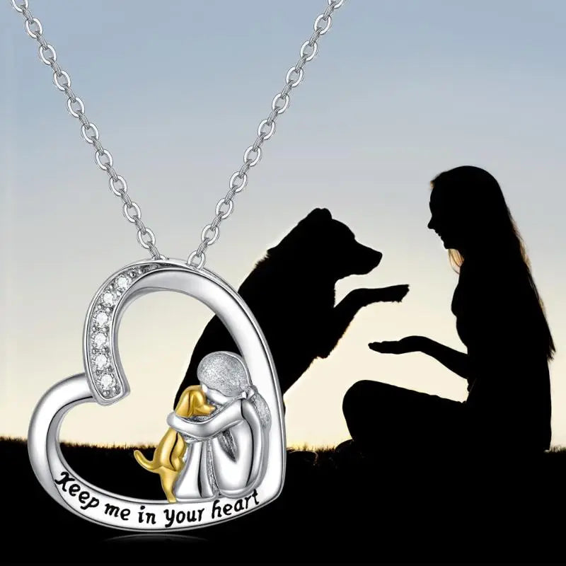 MILIA – Collier en argent 925 avec motif de cœur et de chien