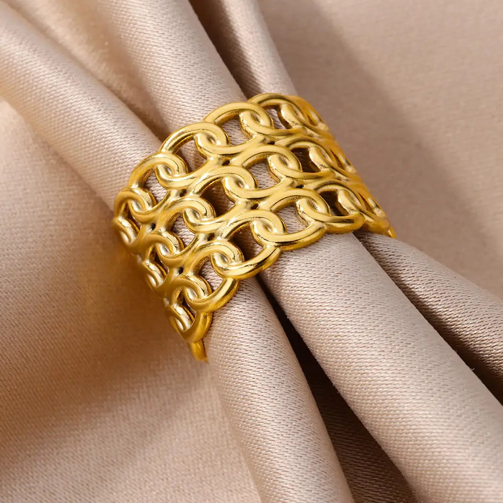 Bague Ajustable Couple Creuse plaquée or 18K