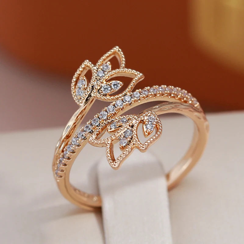 Bague Fleur Double plaquée or 18K