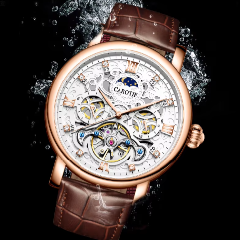 MONTRE AUTOMATIQUE MÉCANIQUE EN CUIR D'AFFAIRES™ - Olsen & Olsen