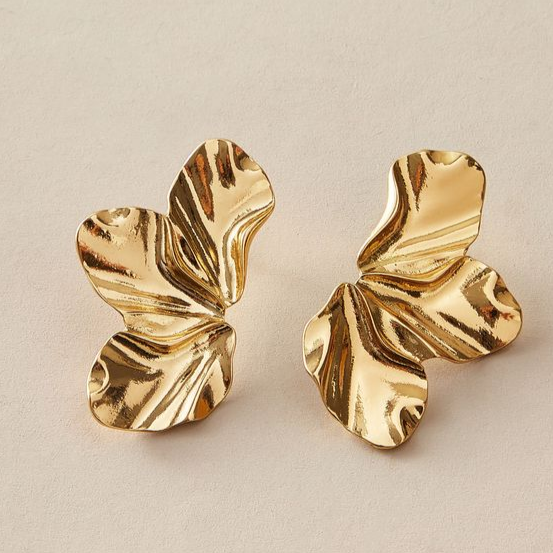 Boucles d'oreilles dorées « Demi-fleur »