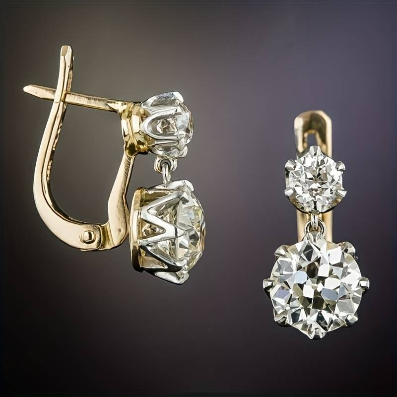 Boucles d'oreilles Vintage dorées et Zirconia