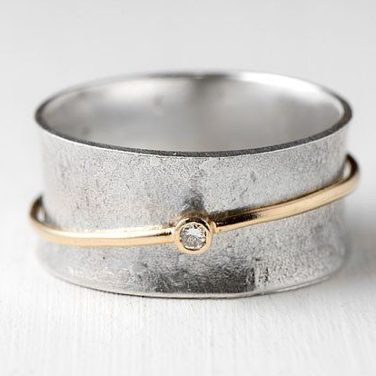 Bague en Argent Zirkonia Vintage Golden Line