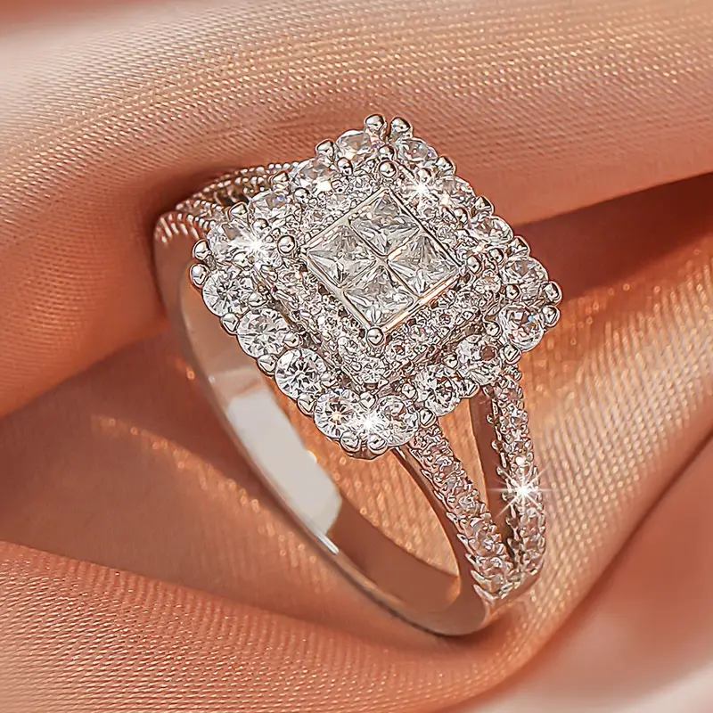 Bague en argent brillant cubique