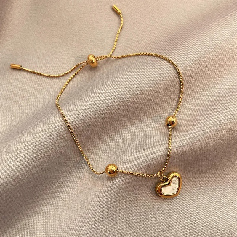 Bracelet Cœur Nacre plaqué or 18K