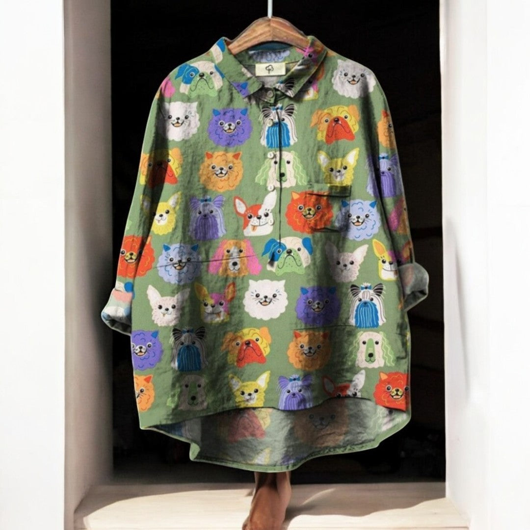 Laluna® | Blouse Femme Exclusive avec Imprimé de Chiens