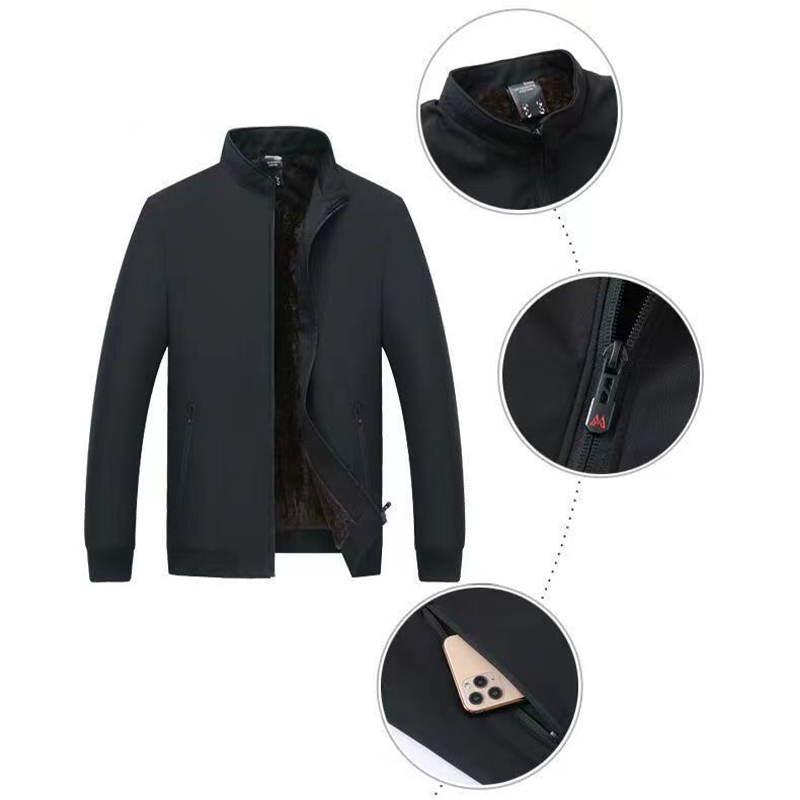 Veste zippée chaude unie pour homme – 💪 Anti-froissement, coupe-vent, imperméable à la pluie et à la neige !