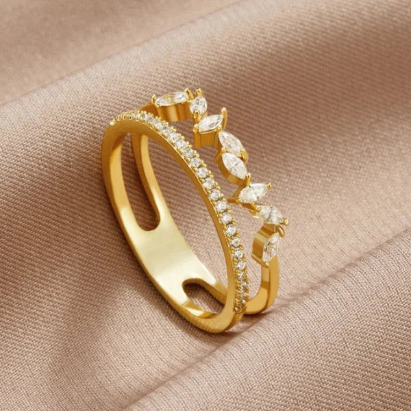Bague Couronne Princesse plaquée or 18K avec zircon