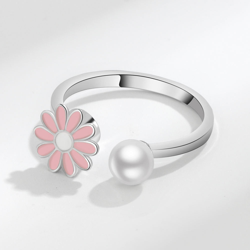 Yani – Bague Anti-Anxiété Daisy en Finition Argentée, Jaune et Rose