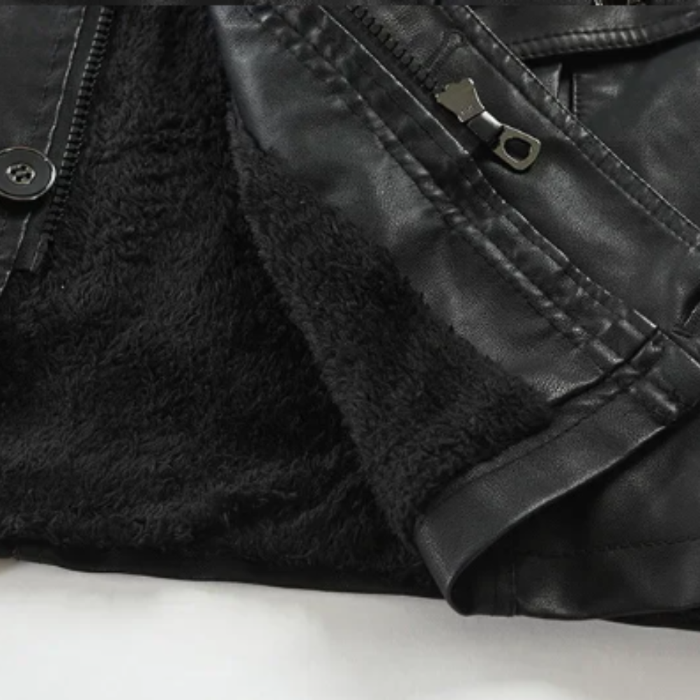 Veste de Biker Longue en Cuir Élégante