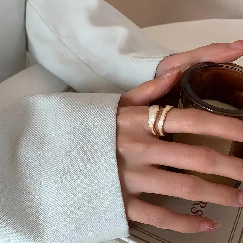 Bague Ajustable Ouverte Géométrique plaquée or 18K