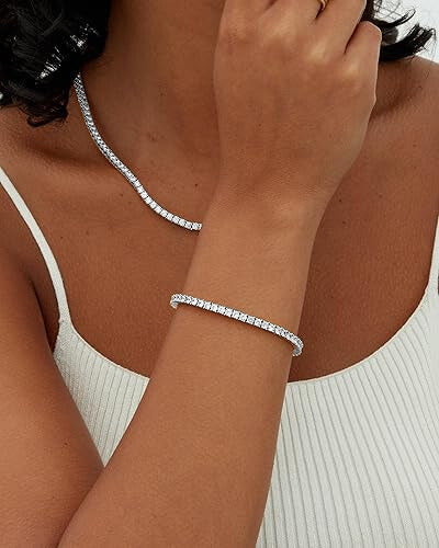 Bracelet Tennis Moissanite | Or Blanc