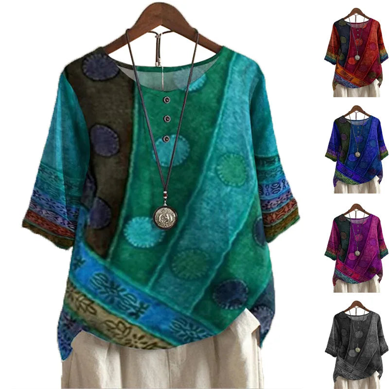 KAYSI - Haut confortable et coloré avec des manches courtes