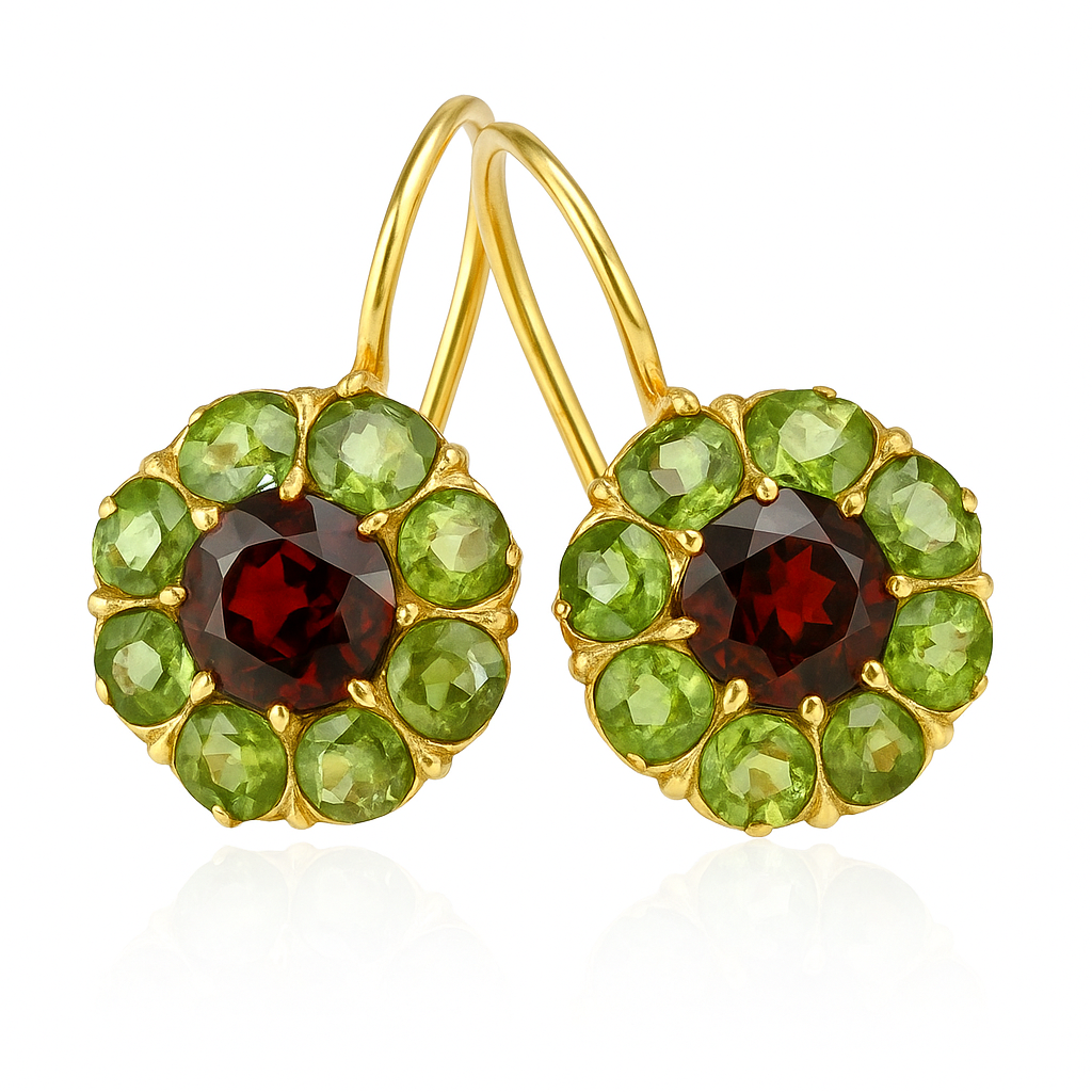 Boucles d'Oreilles Vintage Vert & Rouge en Cristal