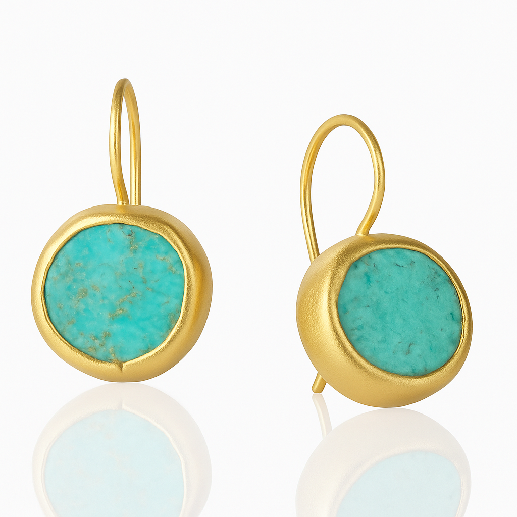 Boucles d'oreilles finition or avec pierre turquoise