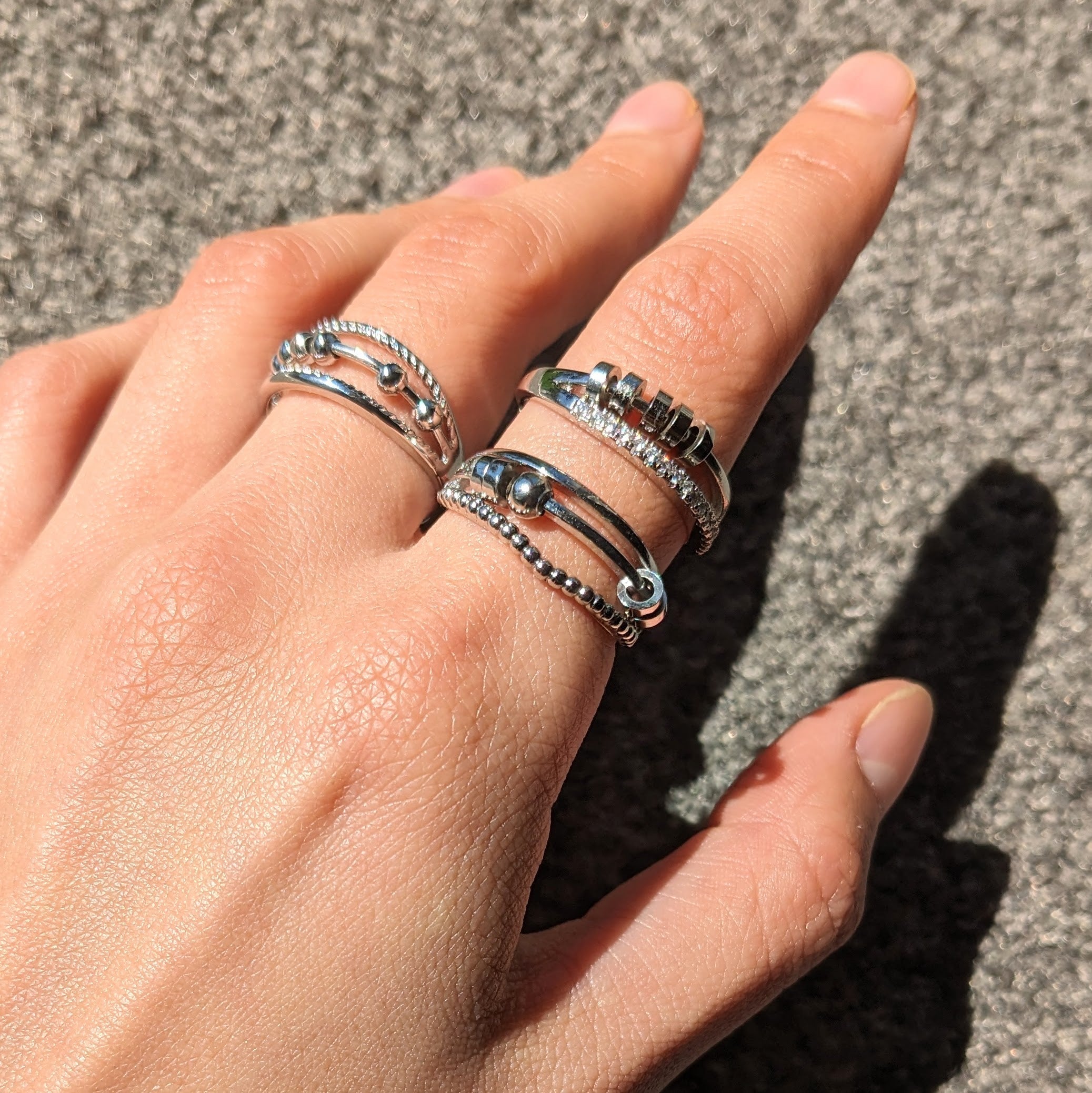 Yani – Trio de Bagues Fidget Best-Sellers Finition Argentée