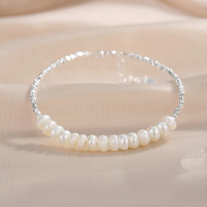 Bracelet en Perles Argentées