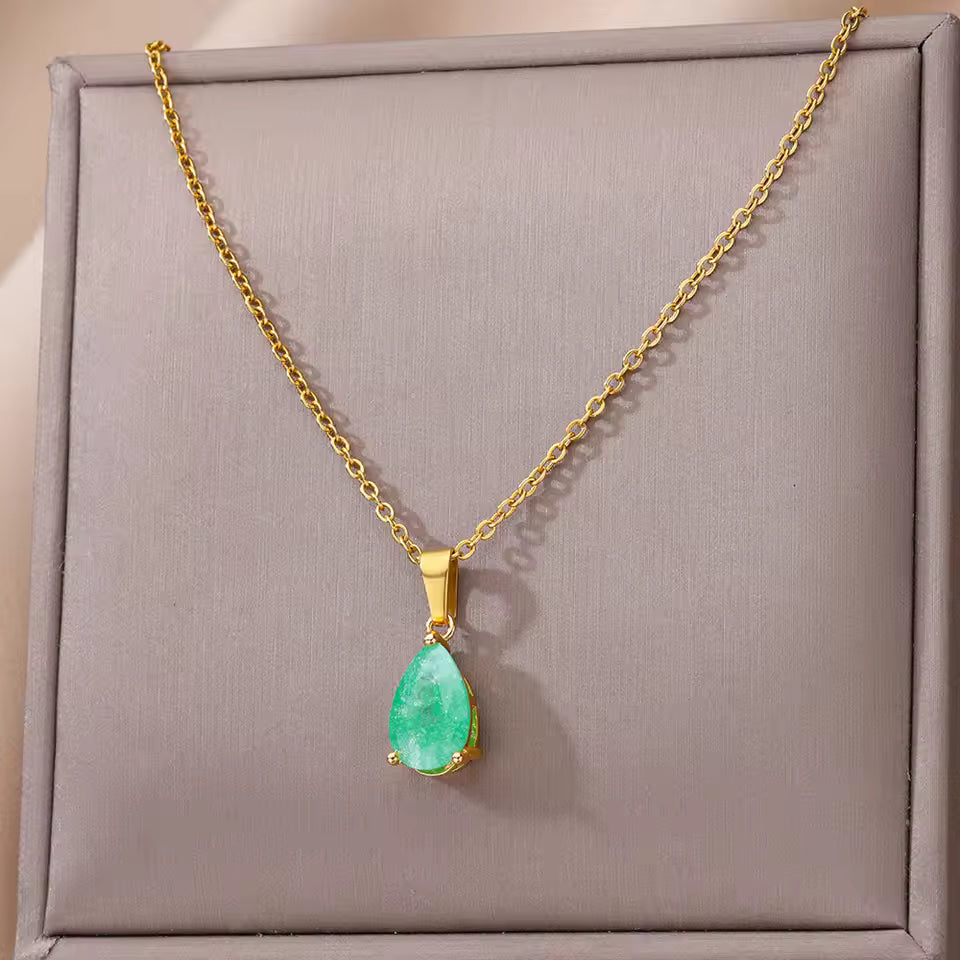 Collier Goutte d’Eau plaqué or 18K avec Zircon