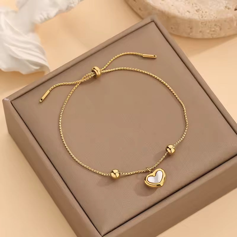 Bracelet Cœur Nacre plaqué or 18K