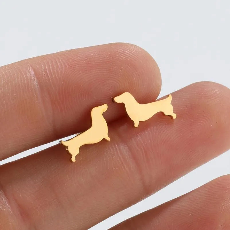 Boucles d'oreilles en forme de Dachshund - Uthman | Or et Argent