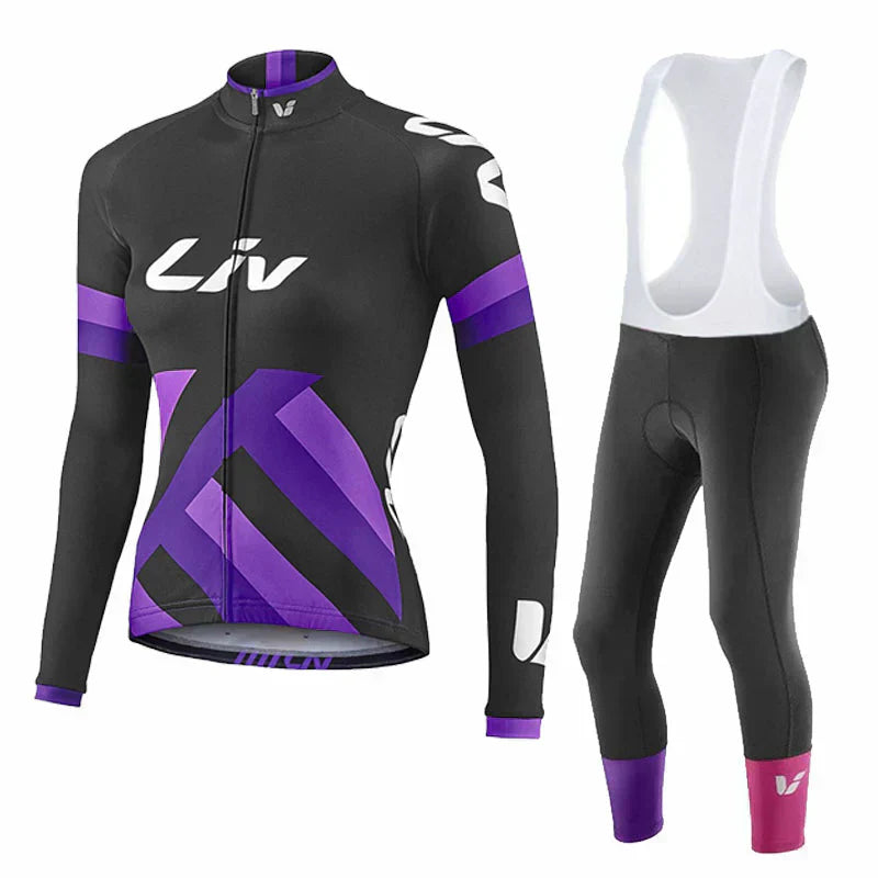 LIV V2 | Ensemble de cyclisme d’hiver PRO pour femme avec cuissard à bretelles