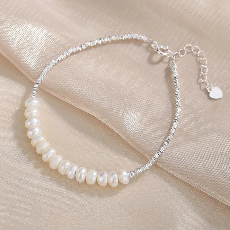 Bracelet en Perles Argentées