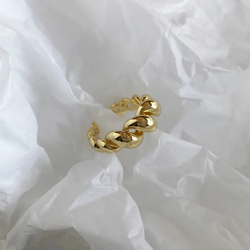 Bague ajustable géométrique en finition or