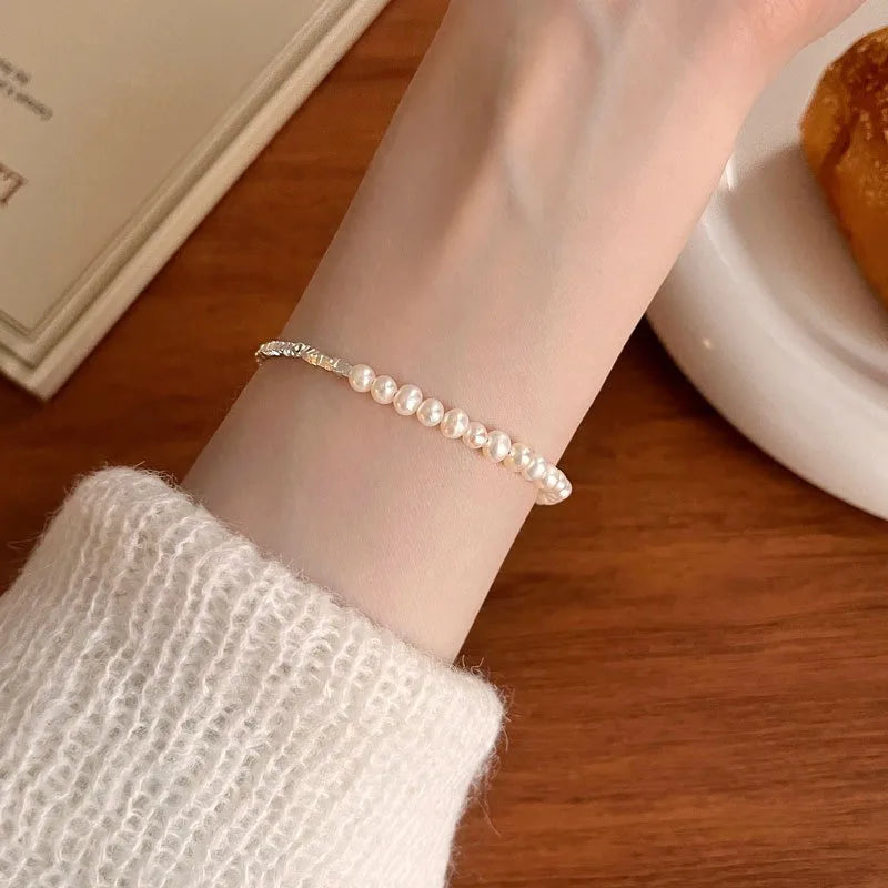 Bracelet en Perles Argentées