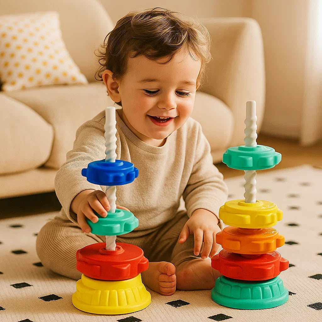 Jouet tour rotative et colorée arc-en-ciel