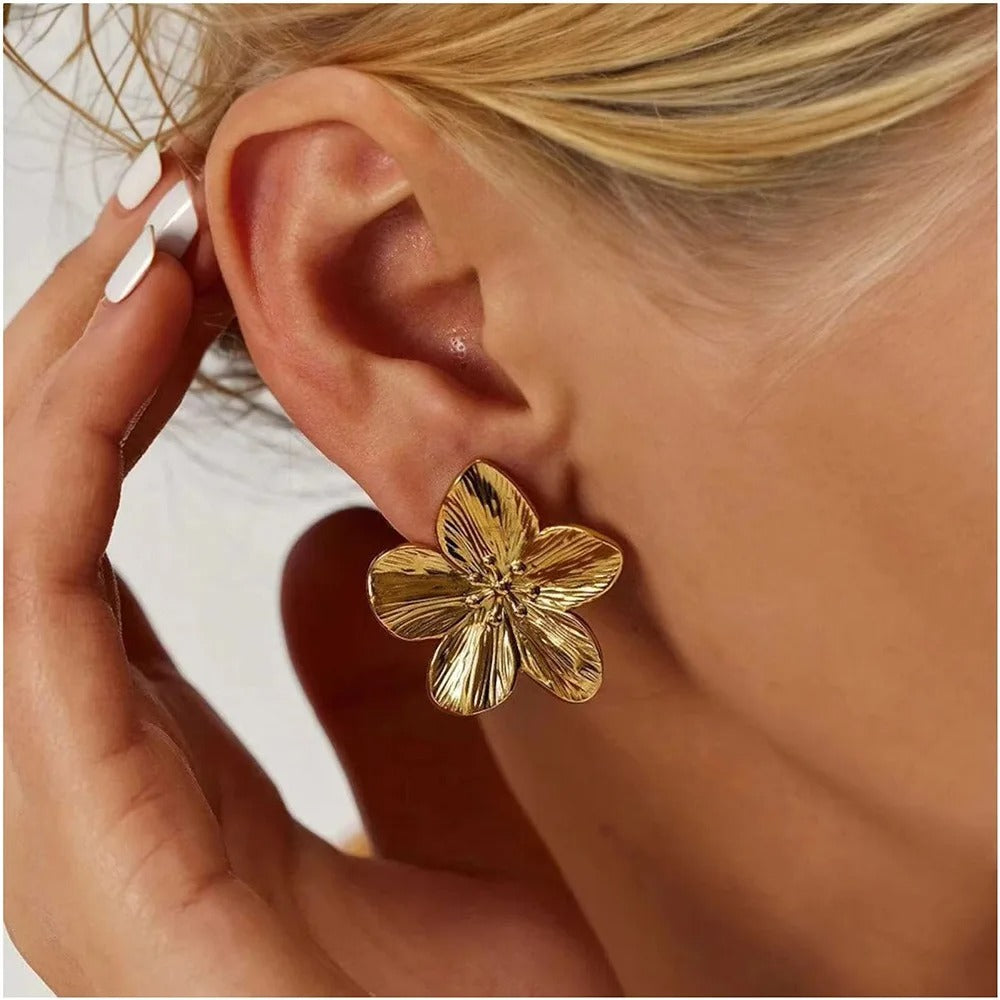 Boucles d’Oreilles Fleur Vintage plaquées or 18K