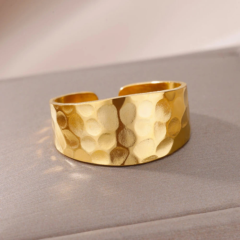 Bague Ajustable Large plaquée or 18K