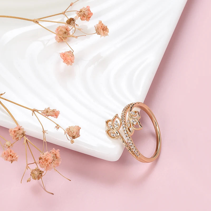 Bague Fleur Double plaquée or 18K