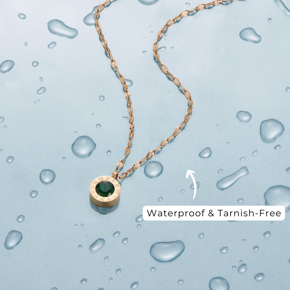 Collier Cristal Vert plaqué or 18K