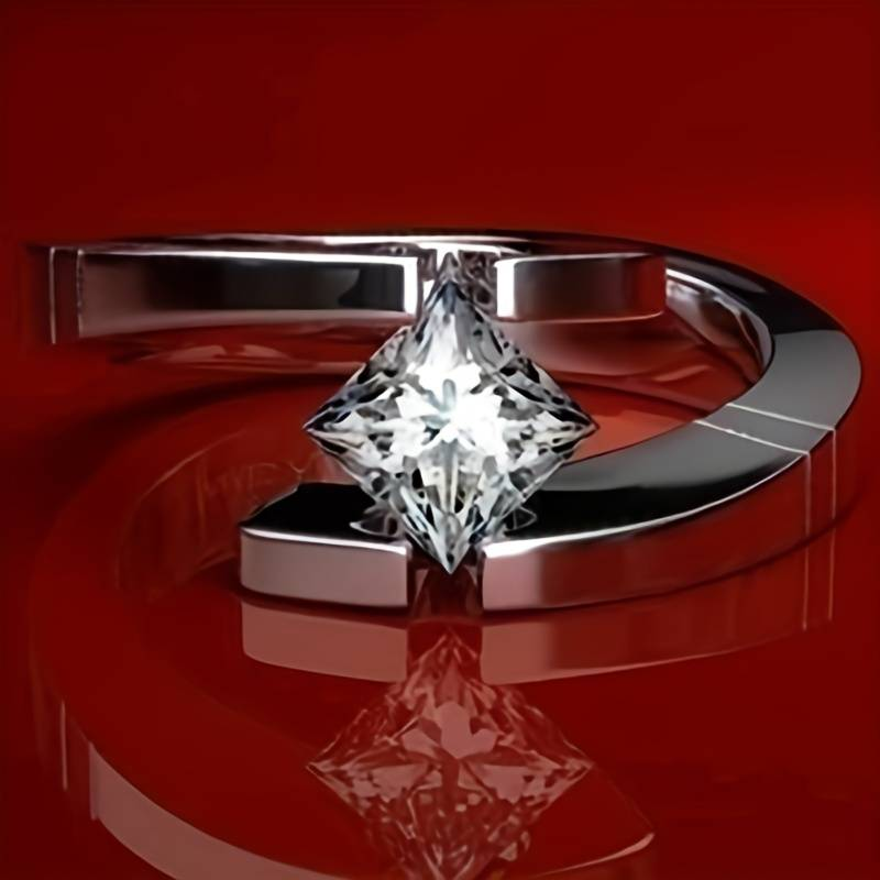 Bague ouverte en argent avec zirconium