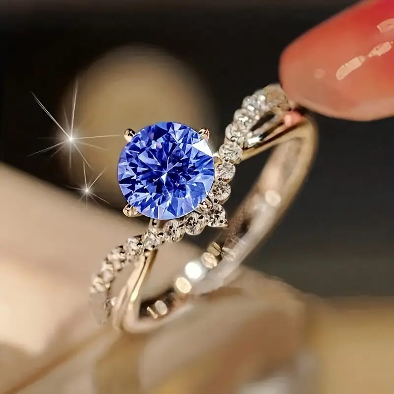 Bague exotique en cristal bleu