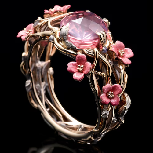 Bague Nature en cristal exotique rose