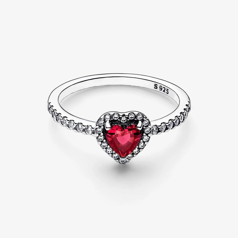 Bague coeur effet rubis en argent 925