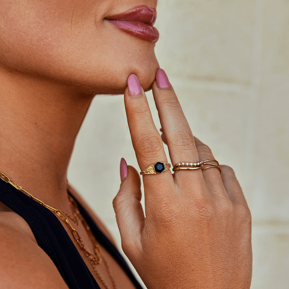 Bague Phoenix en onyx noir