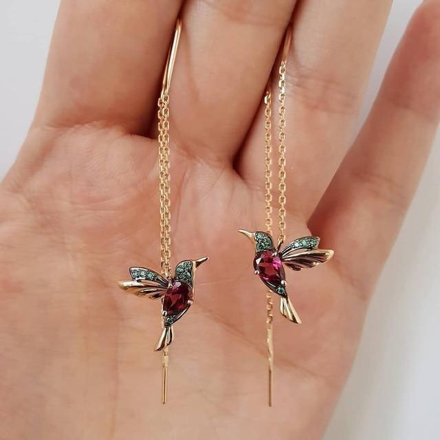 Boucles d'oreilles colibri en zircon